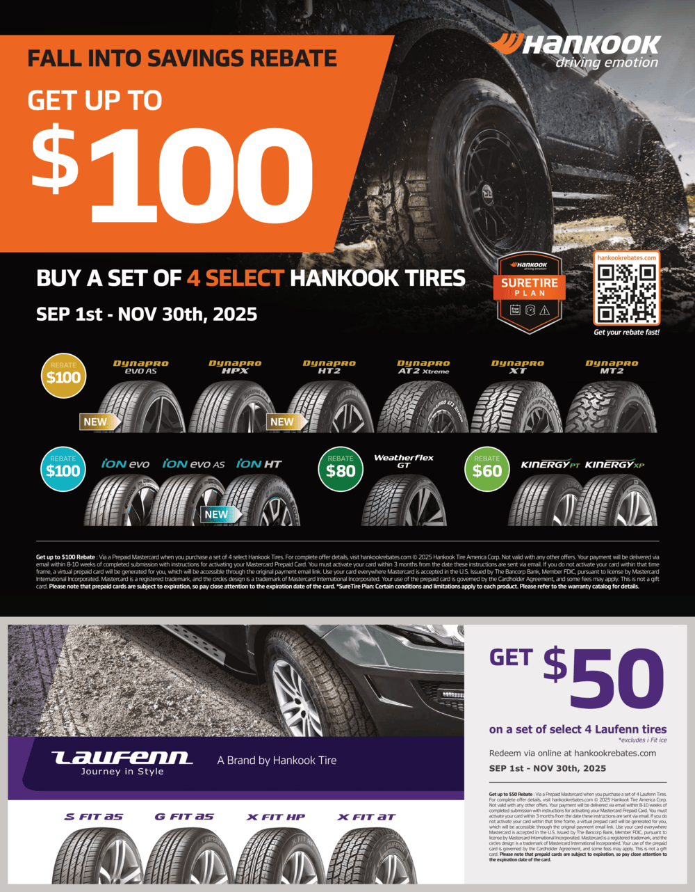 Hankook Tire Fall 2025 Rebate