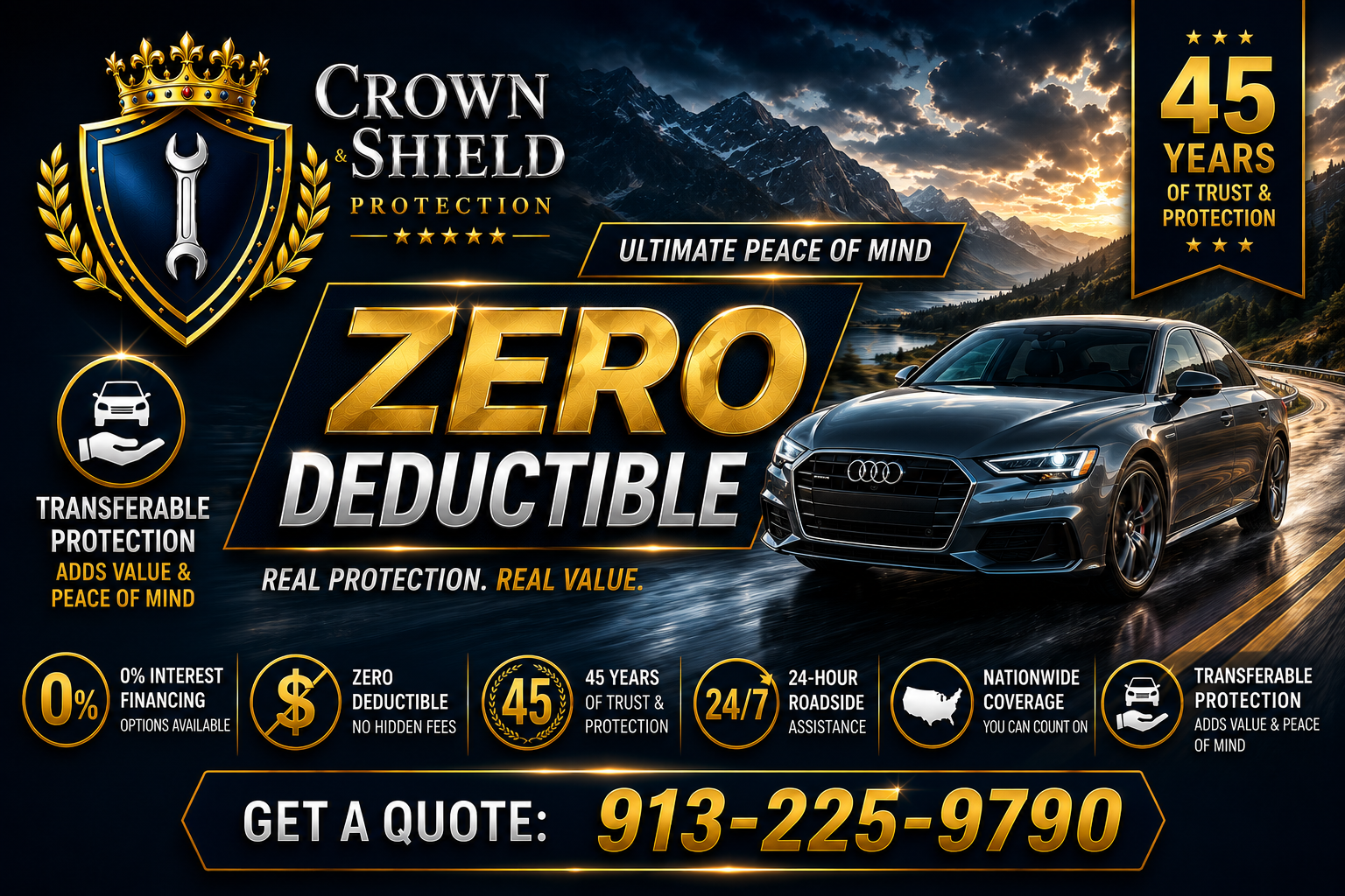 Crown and Shield Protection zero deductible vehicle coverage