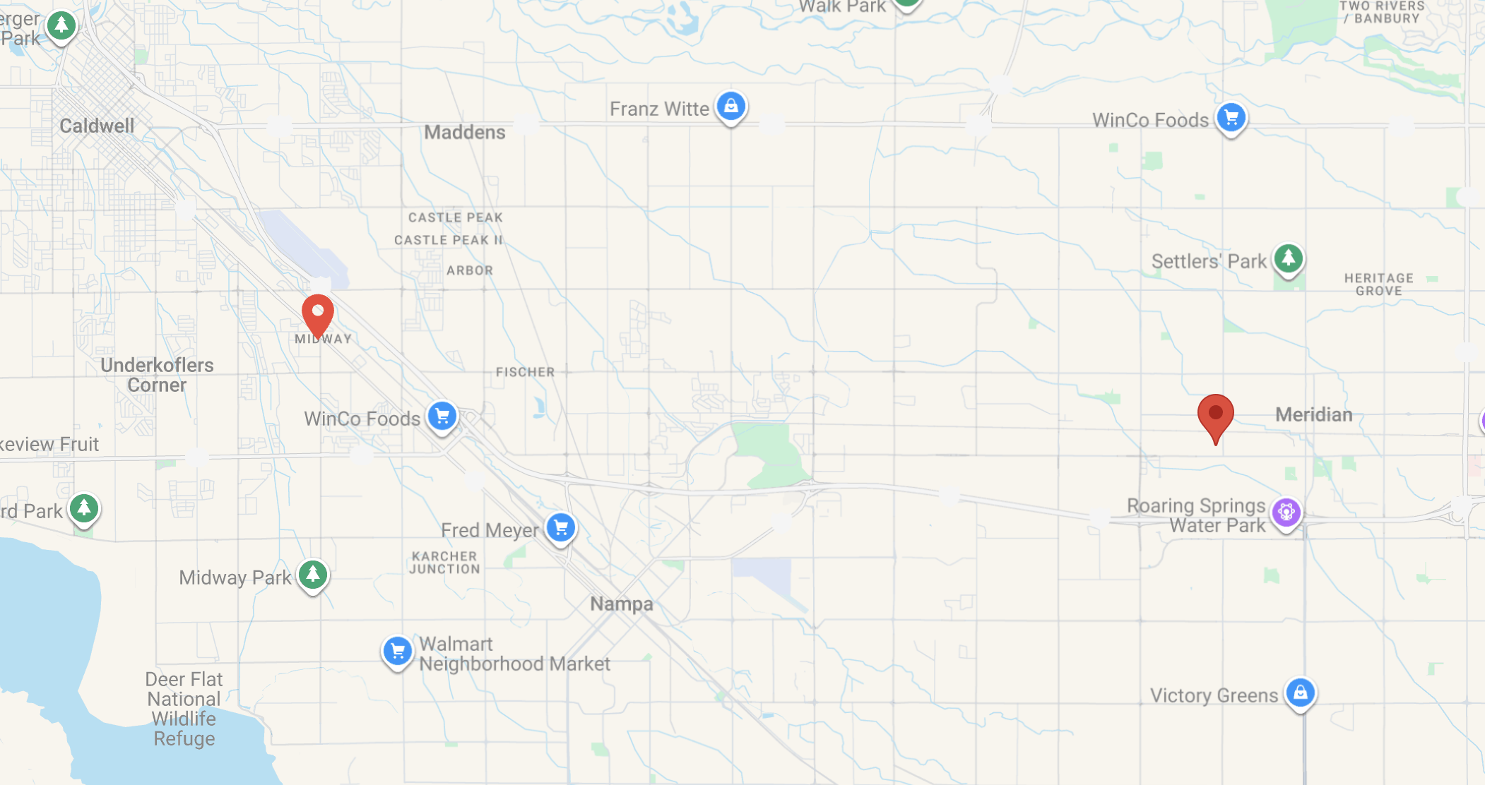Map showing all locations